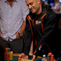 Joe Tehan ships his chips after being eliminated.