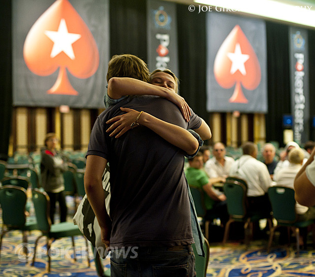 A hug for the champ