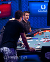Andra Koroknai casts a glance towards Marc Ladouceur after the flop