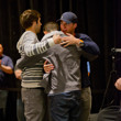 Matt Waxman is mobbed by fellow pros, Jason Mercier, Jeff Gross and McClane Karr. Waxman had just won a WSOP Gold Bracelet