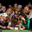 Taylor Paur celebrates with friends after capturing the WSOP Gold Bracelet in Event 18.