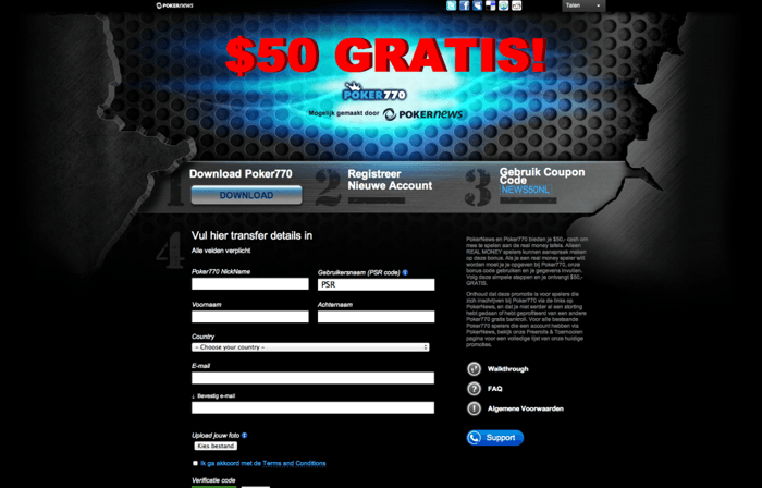 De Poker770 gratis $50 pagina