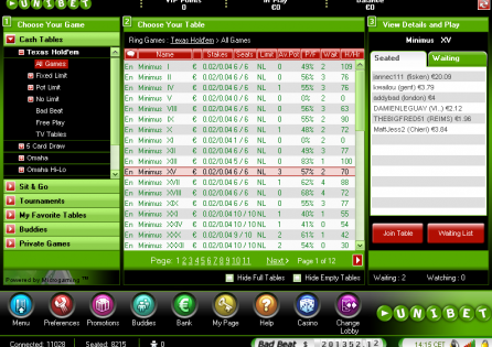 Unibet Poker Lobby