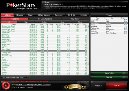 PokerStars Lobby