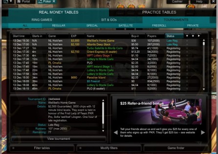 PKR Poker Lobby