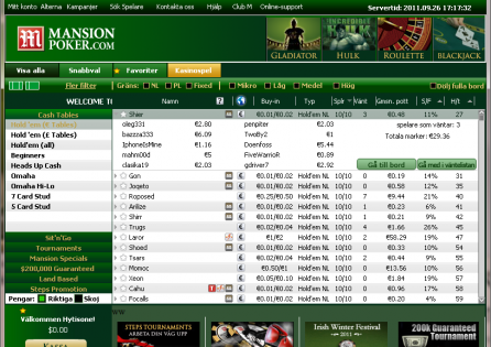 Mansion Poker Lobby