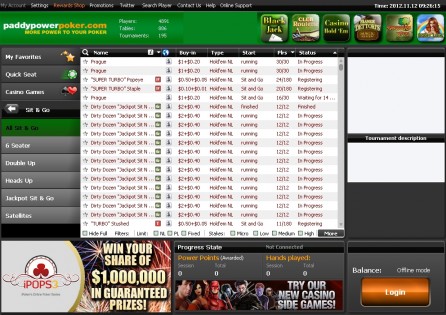 PaddyPower Poker Lobby