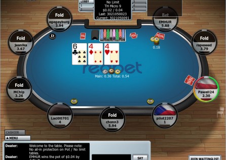 Redbet Poker table with cards