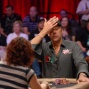 Brad Garrett reacts after Annie Duke goes all in