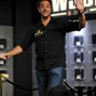 Comedan Brad Garrett gets introduced to the crowd