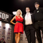 Holly Madison, Jack Effel, and Phil Hellmuth at the Shuffle Up and Deal. 
