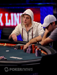 Pius Heinz reacts to the river card that doubled him up.