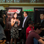 Beautiful PokerNews hostess Sarah Grant with Danny McDonaugh
