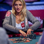 Gaelle Baumann stacks her chips after doubling up