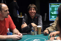 Daniel Weinman is all smiles with the chip lead