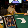 LA Lakers Kobe Bryant pays tribute to Dr. Jerry Buss on a video screen in the Amazon Room at the WSOP.