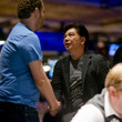 Scott Seiver receives a handshake from David Chiu after being eliminated in 2nd. place.
