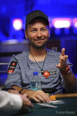 Daniel Negreanu (Seen Here in Earlier WSOP Play) Made His Allegiance to His Favorite Poker Site Abundantly Clear Here on Day 1