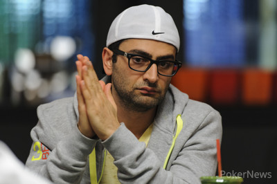 Antonio Esfandiari is talking and taking chips early on Day 1