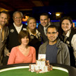 Anthony Gregg, Winner of WSOP 2013 Event 47 One Drop High Roller.WSOP Tournament Director Jack Effel, WSOP's Robbie "Red Bull" Thompson, Anthony's Mother, WSOP Dealers for Event 47 final table