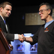 Jack Effel congratulates Barny Boatman, winner of WSOP Event #49: $1,500 No-Limit Hold'em