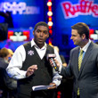 WSOP Tournament Director Jack Effel, r, introduces the 2013 WSOP Dealer of the Year, Belvy Dalton, left.