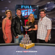 UKIPT President Kirsty Thompson presents Alan Gold with his Winners Trophy - joined by Rebecca McAdam & Fintan Gavin