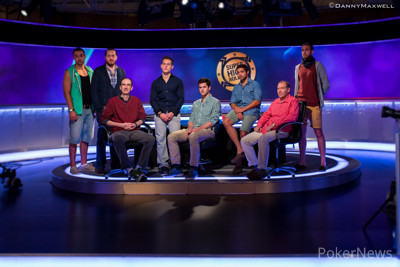 Group shot of the final table of the €50k Super High Roller.