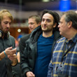 Ludovic Lacay over chatting with friends Davidi Kitai & Sylvain Loosli