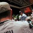 Matt Affleck and a fellow Seahawks fan on Day 1a of the 2014 WPT Borgata Winter Poker Open Main Event