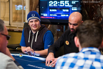 Max Heinzelmann at the TV. Photo courtesy of the PokerStars Blog.