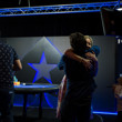 Joe Stapleton hugs Victoria Coren after her win