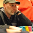 Mike Lang, pictured booking a chip lead at the end of Day 1b of MSPT Meskwaki.