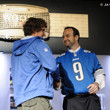 Ty Stewart greets Ryan Riess at Ryan's banner unveiling