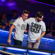 Olivier Busquet & Daniel Colman hug it out before the start of heads up play
