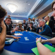 EPT TD Toby Stone explains to the players who bubbled the PokerStars Barcelona Main Event the procedure for the ticket to the 2014 Seminole Hard Rock Poker Open