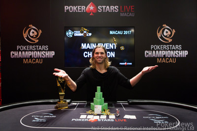 PokerStars Championship Macau Main Event winner Elliot Smith