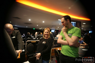 Ian Simpson pictured pondering the action during his Day 1 of the partypokerLIVE MILLIONS Main Event