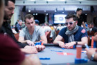 Ivan Deyra (left) holds the chip lead after decimating Kevin Droz (right)