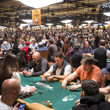 Players pack the Amazon Room Day 1B Main Event