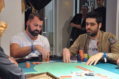 Johan Guilbert (right) is second in chips heading into Day 2