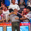 John Cynn gets a hug from dad