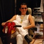 Scotty Nguyen relaxes on the bubble