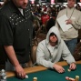 Michael Cooper's A-K (left) is all in against Adam Noone's Q-Q (right). Cooper would be eliminated.