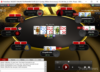 "pottedmeat12" the new Chip Leader in the Sunday Million