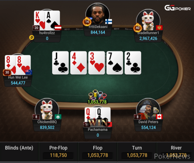 Shah eliminated in three-way all-in