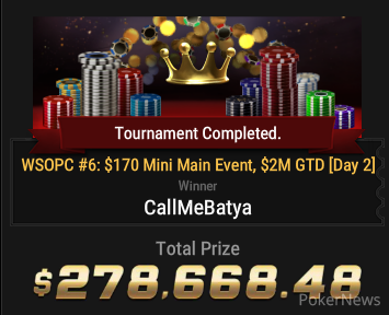 CallMeBatya Wins Event #6 $170 Mini Main Event