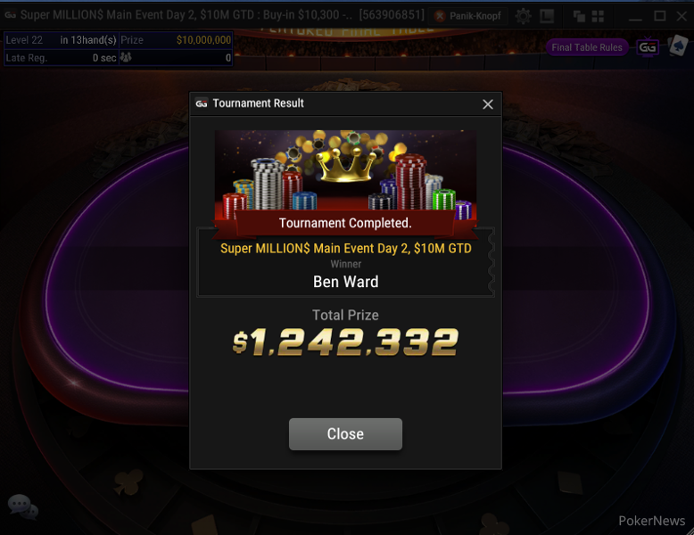 Ben Ward Wins 2021 GGPoker Super MILLION$ Week $10,300 Main Event ($1,242,332) - Vimarsana News