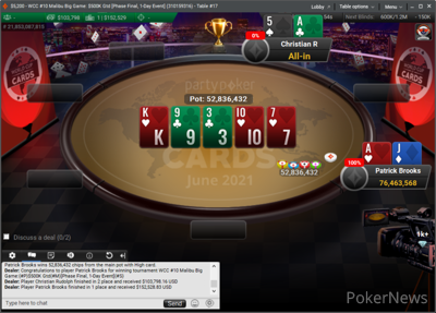 Patrick Brooks Wins WCC #10: Malibu Big Game for $152,529
