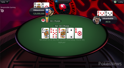 "OManstrom" Wins WCOOP-54-H: $2,100 Thursday Thrill